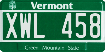 VT license plate XWL458