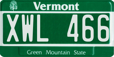 VT license plate XWL466
