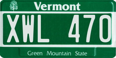 VT license plate XWL470