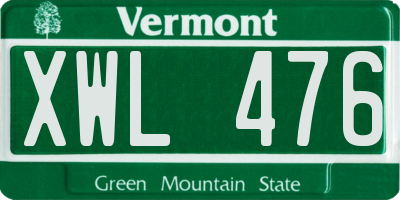 VT license plate XWL476