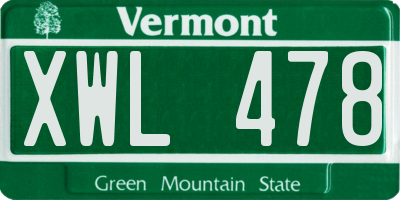 VT license plate XWL478
