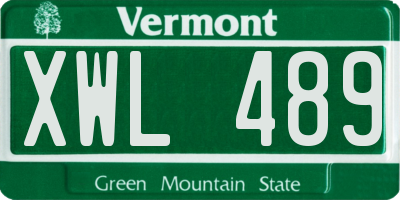 VT license plate XWL489