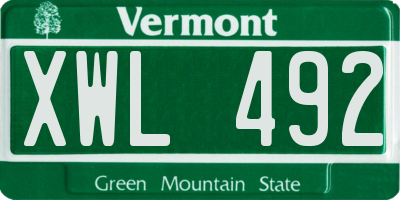VT license plate XWL492