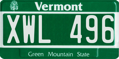 VT license plate XWL496