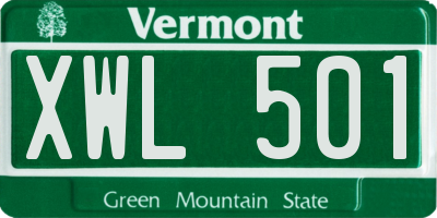 VT license plate XWL501