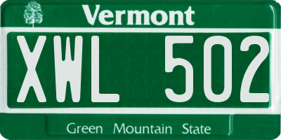 VT license plate XWL502