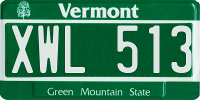 VT license plate XWL513