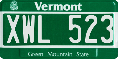 VT license plate XWL523