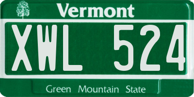 VT license plate XWL524