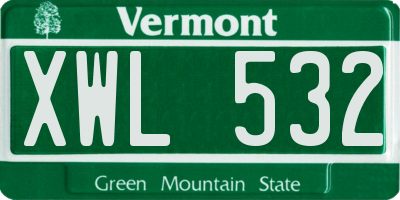 VT license plate XWL532