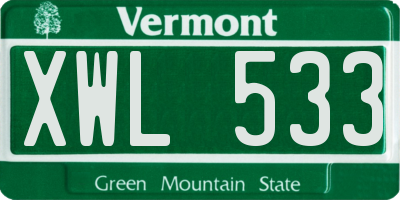 VT license plate XWL533