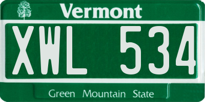 VT license plate XWL534