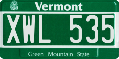 VT license plate XWL535