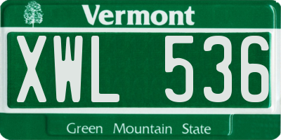 VT license plate XWL536