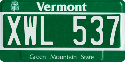 VT license plate XWL537