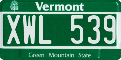 VT license plate XWL539