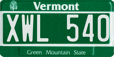 VT license plate XWL540