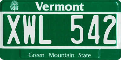VT license plate XWL542
