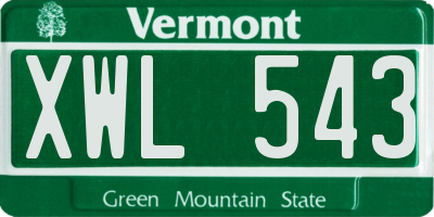 VT license plate XWL543