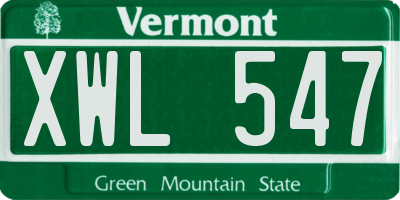 VT license plate XWL547