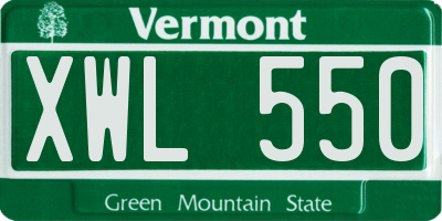 VT license plate XWL550