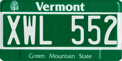 VT license plate XWL552