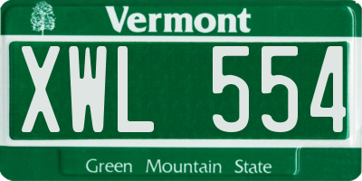 VT license plate XWL554