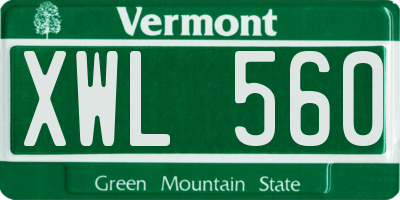 VT license plate XWL560
