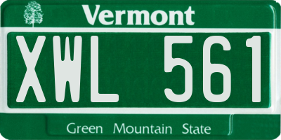 VT license plate XWL561