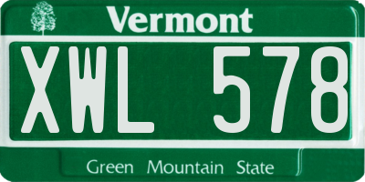 VT license plate XWL578