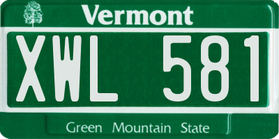 VT license plate XWL581