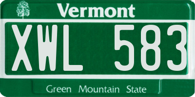 VT license plate XWL583