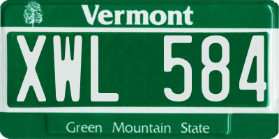VT license plate XWL584