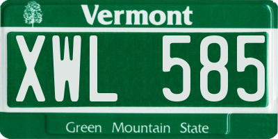 VT license plate XWL585
