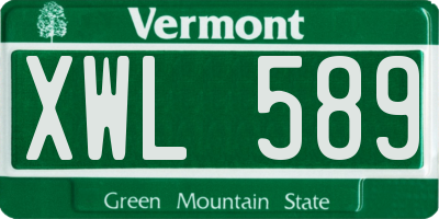VT license plate XWL589