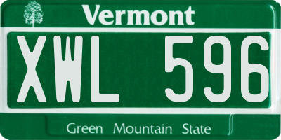 VT license plate XWL596