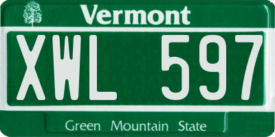 VT license plate XWL597