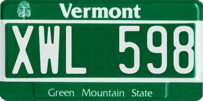 VT license plate XWL598