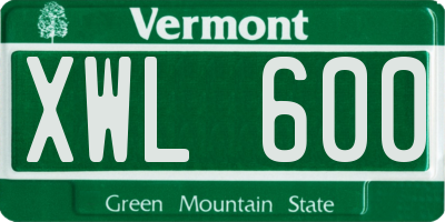 VT license plate XWL600