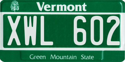 VT license plate XWL602