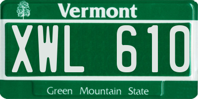 VT license plate XWL610