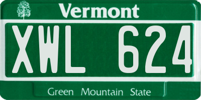 VT license plate XWL624