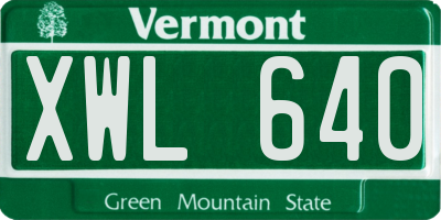 VT license plate XWL640