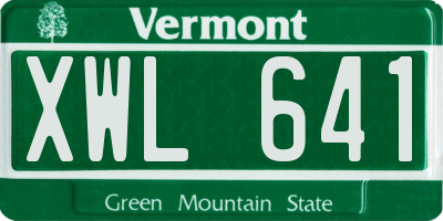 VT license plate XWL641