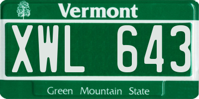 VT license plate XWL643