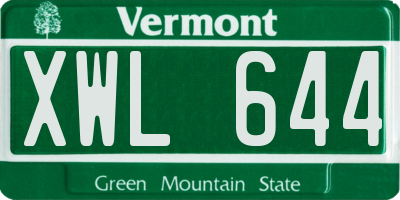 VT license plate XWL644