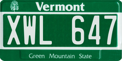 VT license plate XWL647