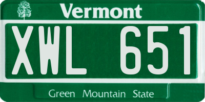 VT license plate XWL651