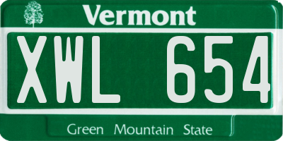 VT license plate XWL654