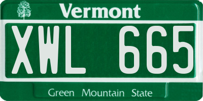 VT license plate XWL665